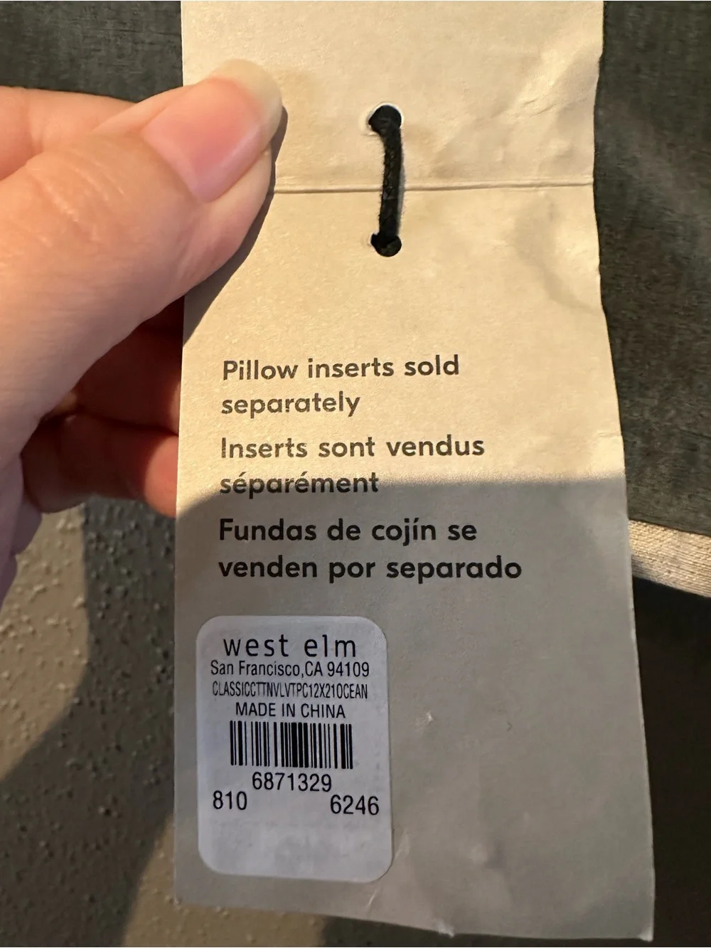 West Elm Classic Cotton Velvet Pillow Cover in Ocean